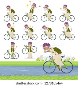 A set of Arabian old man on a road bike.There is an action that is enjoying.It's vector art so it's easy to edit.