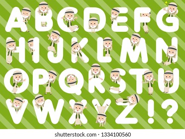 A set of Arabian old men designed with alphabet.Characters with fun expressions pose various poses.It's vector art so it's easy to edit.
