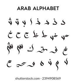 set of Arabic alphabet , vector. Arab alphabet big set. Arabic calligraphy.