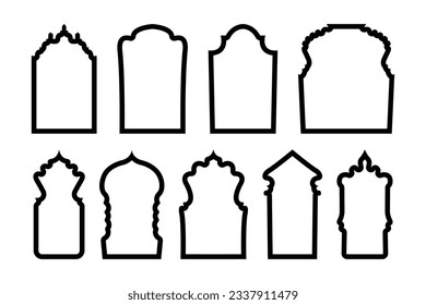 set of arabic arches and windows