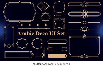 Set of Arabic Deco Modern User Interface Elements. Fantasy magic HUD. Good for game UI. Vector Illustration EPS10