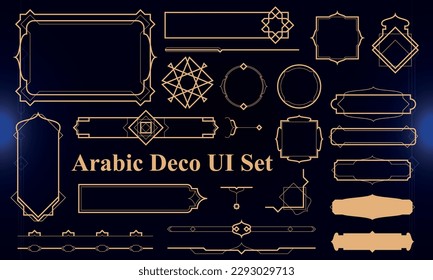 Set of Arabic Deco Modern User Interface Elements. Fantasy magic HUD. Good for game UI. Vector Illustration EPS10