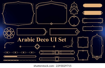 Set of Arabic Deco Modern User Interface Elements. Fantasy magic HUD. Good for game UI. Vector Illustration EPS10