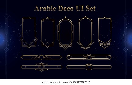 Set of Arabic Deco Modern User Interface Elements. Fantasy magic HUD. Good for game UI. Vector Illustration EPS10