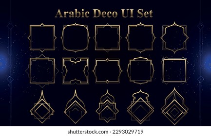 Set of Arabic Deco Modern User Interface Elements. Fantasy magic HUD. Good for game UI. Vector Illustration EPS10