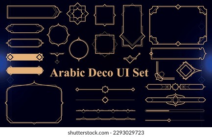 Set of Arabic Deco Modern User Interface Elements. Fantasy magic HUD. Good for game UI. Vector Illustration EPS10