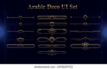 Set of Arabic Deco Modern User Interface Elements. Fantasy magic HUD. Good for game UI. Vector Illustration EPS10