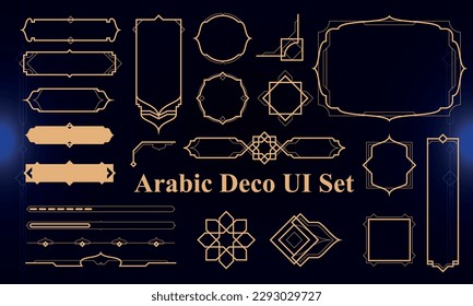 Set of Arabic Deco Modern User Interface Elements. Fantasy magic HUD. Good for game UI. Vector Illustration EPS10