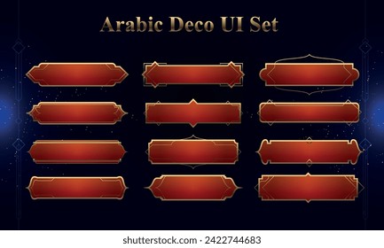 Set of Arabic Deco Modern User Interface Elements. Fantasy magic HUD. Good for game UI. Vector Illustration EPS10