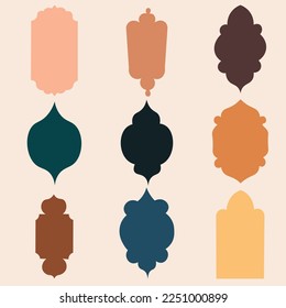 Set of Arabic decorations on light background