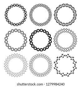 Set of arabic geometric figures ornament round frames. Arabic circle borders. Vector and illustration.