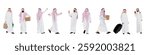 Set of Arabic men vector illustrations 