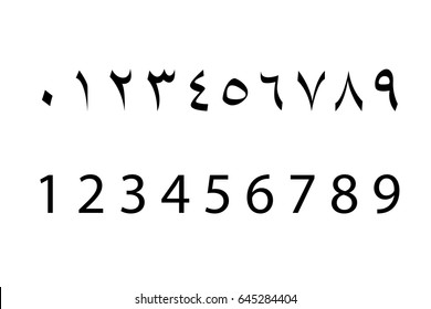 Set of arabic numbers , vector