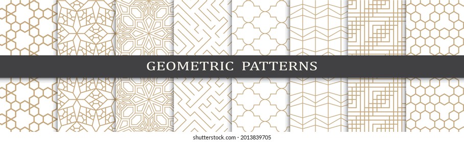 Conjunto de patrones árabes sin fisuras. Patrón islámico geométrico tradicional de diseño asiático. Patrón de ramadán árabe sin foco.