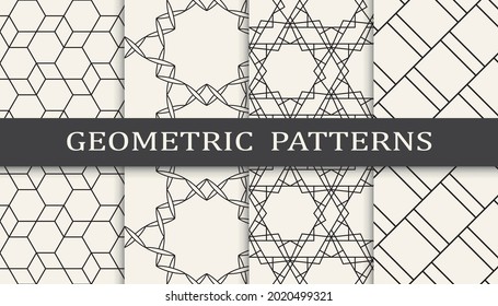 Set of arabic seamless patterns. Asian geometric traditional design islamic pattern. Seamless arabic ramadan pattern.