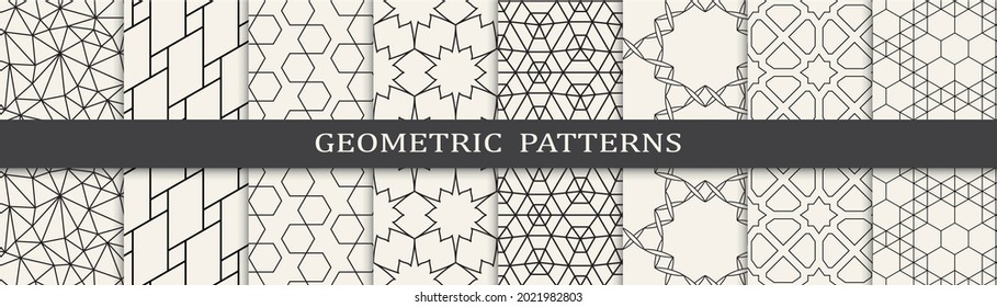Set of arabic seamless patterns. Asian geometric traditional design islamic pattern. Seamless arabic ramadan pattern.
