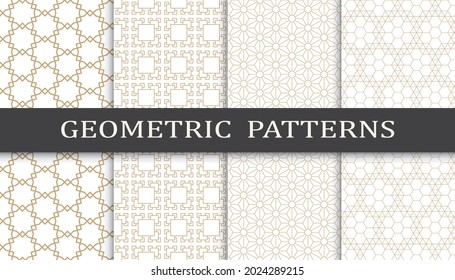 Set of arabic seamless patterns. Asian geometric traditional design islamic pattern. Seamless arabic ramadan pattern.
