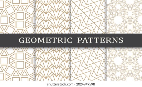 Set of arabic seamless patterns. Asian geometric traditional design islamic pattern. Seamless arabic ramadan pattern.
