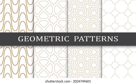 Set of arabic seamless patterns. Asian geometric traditional design islamic pattern. Seamless arabic ramadan pattern.