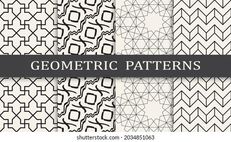 Set of arabic seamless patterns. Asian geometric traditional design islamic pattern. Seamless arabic ramadan pattern.