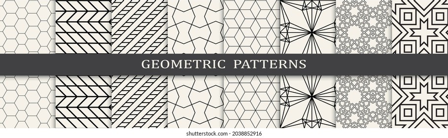 Set of arabic seamless patterns. Asian geometric traditional design islamic pattern. Seamless arabic ramadan pattern.