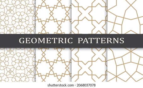 Set of arabic seamless patterns. Asian geometric traditional design islamic pattern. Seamless arabic ramadan pattern.