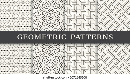 Set of arabic seamless patterns. Asian geometric traditional design islamic pattern. Seamless arabic ramadan pattern.