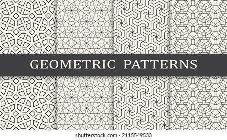 Set of arabic seamless patterns. Asian geometric traditional design islamic pattern. Seamless arabic ramadan pattern.