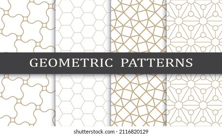 Set of arabic seamless patterns. Asian geometric traditional design islamic pattern. Seamless arabic ramadan pattern.
