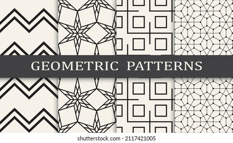 Set of arabic seamless patterns. Asian geometric traditional design islamic pattern. Seamless arabic ramadan pattern.