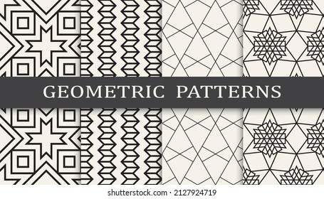 Set of arabic seamless patterns. Asian geometric traditional design islamic pattern. Seamless arabic ramadan pattern.
