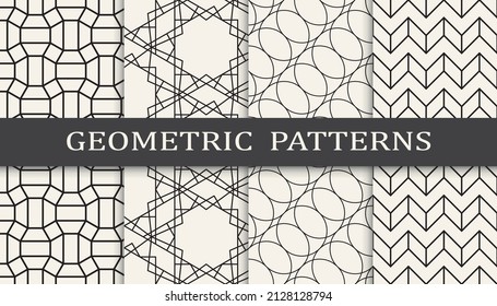 Set of arabic seamless patterns. Asian geometric traditional design islamic pattern. Seamless arabic ramadan pattern.