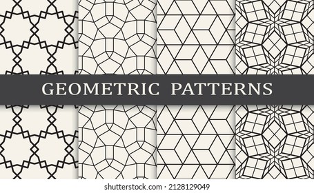 Set of arabic seamless patterns. Asian geometric traditional design islamic pattern. Seamless arabic ramadan pattern.