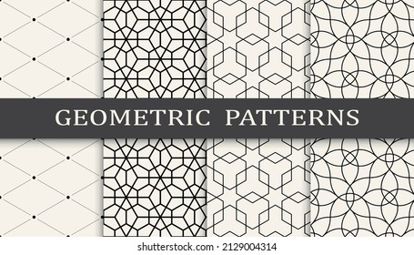 Set of arabic seamless patterns. Asian geometric traditional design islamic pattern. Seamless arabic ramadan pattern.