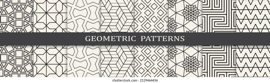 Set of arabic seamless patterns. Asian geometric traditional design islamic pattern. Seamless arabic ramadan pattern.