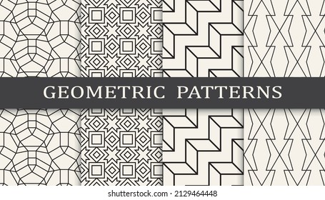 Set of arabic seamless patterns. Asian geometric traditional design islamic pattern. Seamless arabic ramadan pattern.