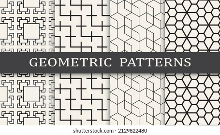Set of arabic seamless patterns. Asian geometric traditional design islamic pattern. Seamless arabic ramadan pattern.