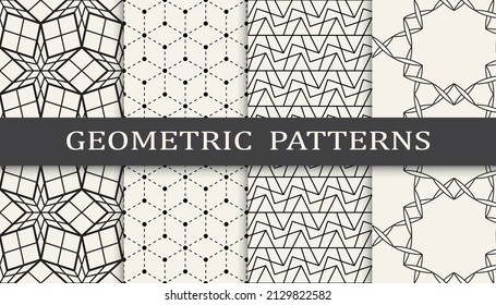 Set of arabic seamless patterns. Asian geometric traditional design islamic pattern. Seamless arabic ramadan pattern.