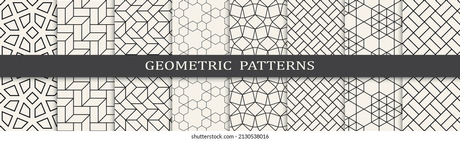 Set of arabic seamless patterns. Asian geometric traditional design islamic pattern. Seamless arabic ramadan pattern.