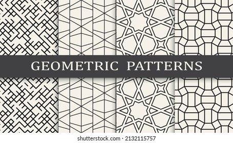 Set of arabic seamless patterns. Asian geometric traditional design islamic pattern. Seamless arabic ramadan pattern.