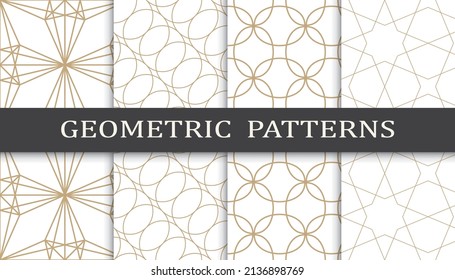Set of arabic seamless patterns. Asian geometric traditional design islamic pattern. Seamless arabic ramadan pattern.