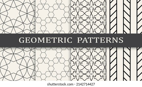 Set of arabic seamless patterns. Asian geometric traditional design islamic pattern. Seamless arabic ramadan pattern.