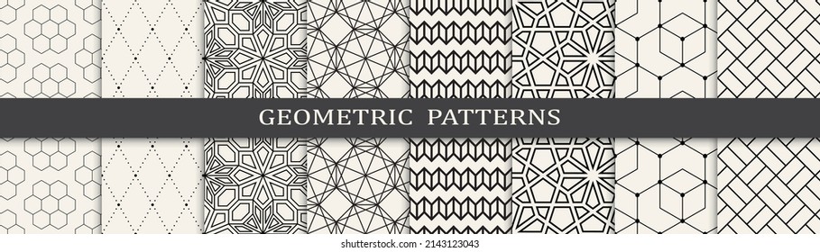 Set of arabic seamless patterns. Asian geometric traditional design islamic pattern. Seamless arabic ramadan pattern.