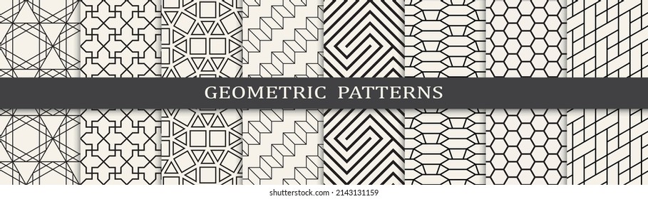 Set of arabic seamless patterns. Asian geometric traditional design islamic pattern. Seamless arabic ramadan pattern.