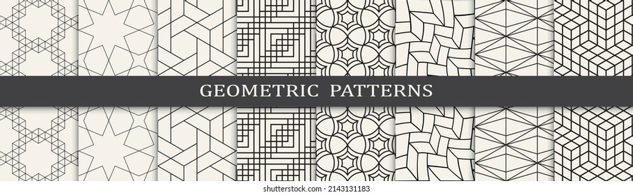 Set of arabic seamless patterns. Asian geometric traditional design islamic pattern. Seamless arabic ramadan pattern.