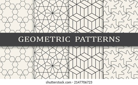 Set of arabic seamless patterns. Asian geometric traditional design islamic pattern. Seamless arabic ramadan pattern.