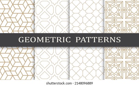 Set of arabic seamless patterns. Asian geometric traditional design islamic pattern. Seamless arabic ramadan pattern.
