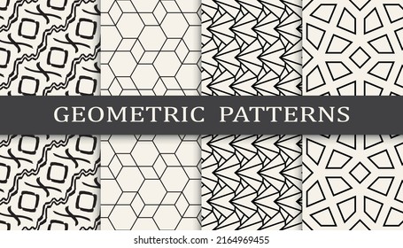Set of arabic seamless patterns. Asian geometric traditional design islamic pattern. Seamless arabic ramadan pattern.