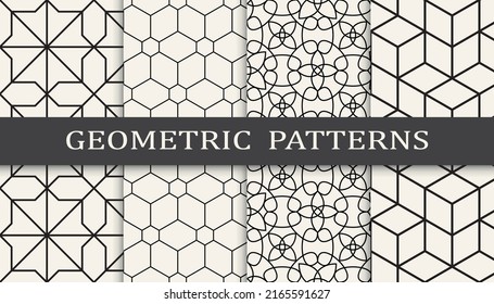 Set of arabic seamless patterns. Asian geometric traditional design islamic pattern. Seamless arabic ramadan pattern.