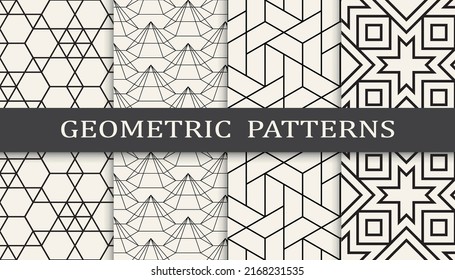 Set of arabic seamless patterns. Asian geometric traditional design islamic pattern. Seamless arabic ramadan pattern.